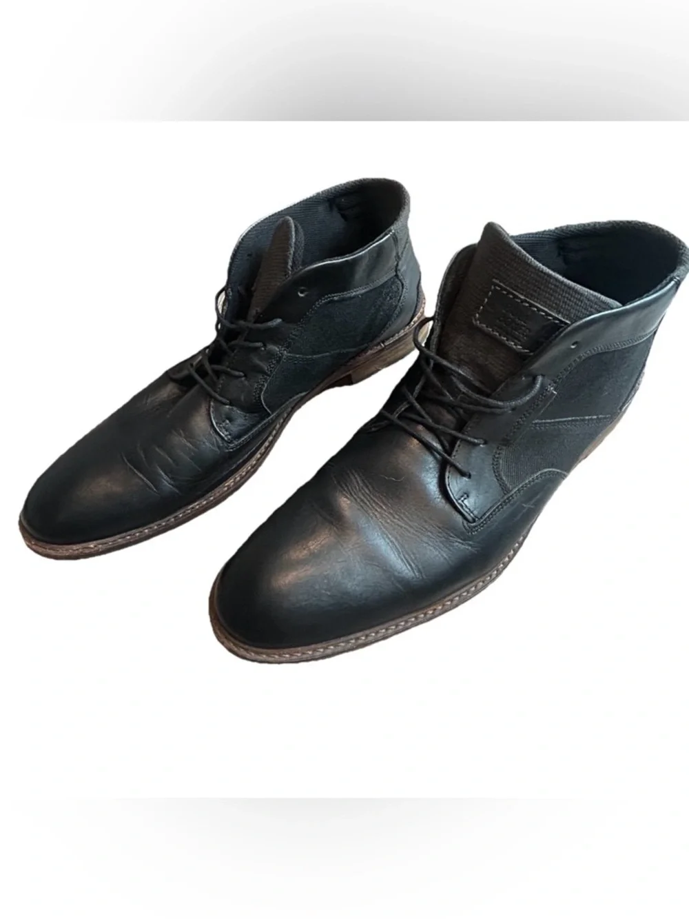 Bull Boxer Black Leather Chukka Boots Mens 13 Lace Up Casual Minimalist